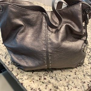 Michael Kors butter soft, pebble leather silver handbag